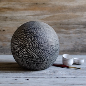 Vintage Original Native American Hand Coiled Eye Dazzler Geometric Hand Painted Acoma Pueblo Pottery Signed Jay Vallo