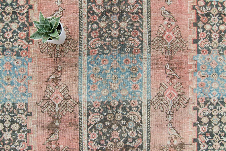 Antike 5'8 x 11'7.5 Wolle Figural Distressed Lachsfarbe Flor Handgeknüpfter Teppich KOSTENLOSER INLANDSVERSAND Bild 4