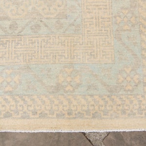 Contemporary 61 x 98 Rug Allover Geometric Champagne Mint Wool Low Pile Large Hand-Knotted Rug FREE DOMESTIC SHIPPING image 6