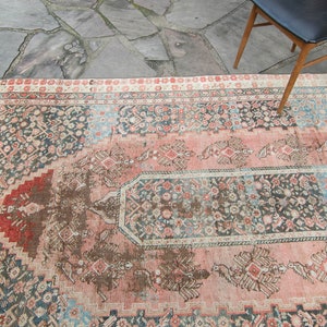 Antike 5'8 x 11'7.5 Wolle Figural Distressed Lachsfarbe Flor Handgeknüpfter Teppich KOSTENLOSER INLANDSVERSAND Bild 5