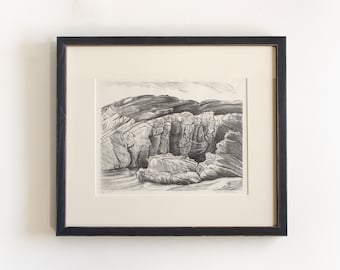 Antique Original Etching Signed by Listed Artist Adele Watson Titled "Ogunquit" 1873 - 1947