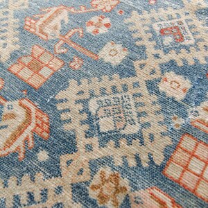 Vintage 34 x 165 Long Runner Blue Distressed Wool Hand-Knotted Runner 1930s FREE DOMESTIC SHIPPING image 8