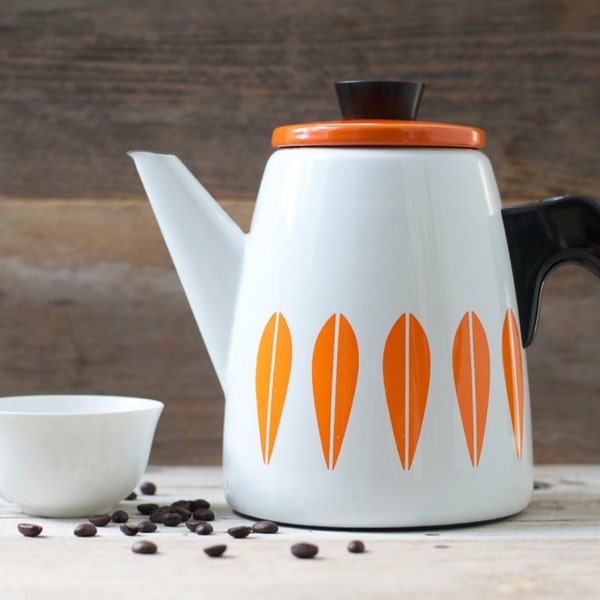 Vintage Cathrineholm Orange Lotus Coffee Pot / Kettle /Teapot - Mid Century