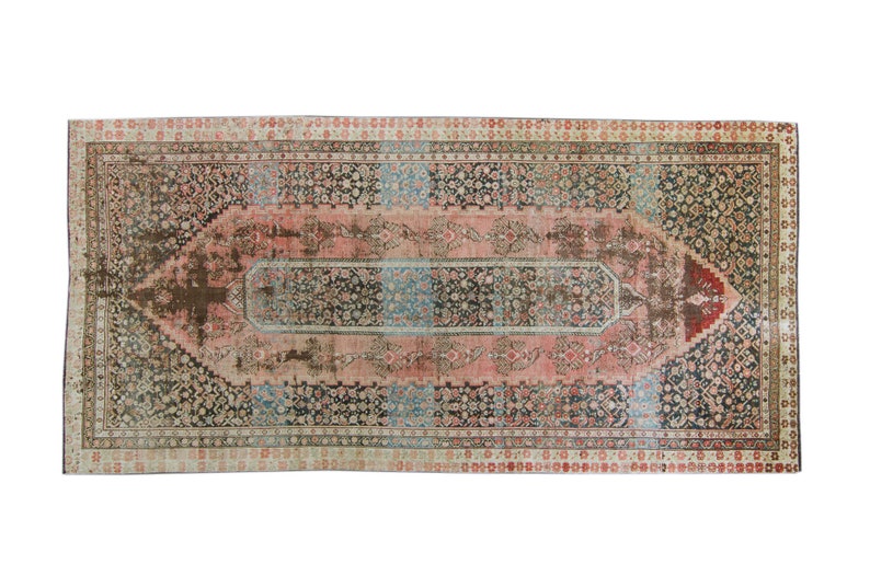 Antike 5'8 x 11'7.5 Wolle Figural Distressed Lachsfarbe Flor Handgeknüpfter Teppich KOSTENLOSER INLANDSVERSAND Bild 2