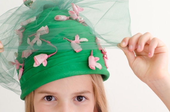 Vintage Hat Young Girl's Women's Beehive Green Pl… - image 2