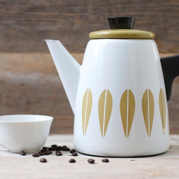 Vintage Cathrineholm Mustard Lotus Coffee Pot / Kettle /Teapot - Mid Century