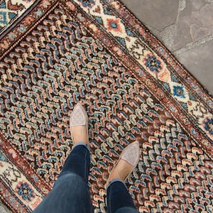 Antique 310 x 68 Rug Allover Dark Brown Ivory Hand Knotted Pile Rug 1920s FREE DOMESTIC SHIPPING 画像 1