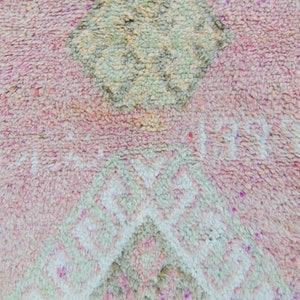 Vintage 210.5 x 126 Runner Hand Knotted Distressed Geometric Medallion Pink Wool Low Pile Runner FREE DOMESTIC SHIPPING image 7