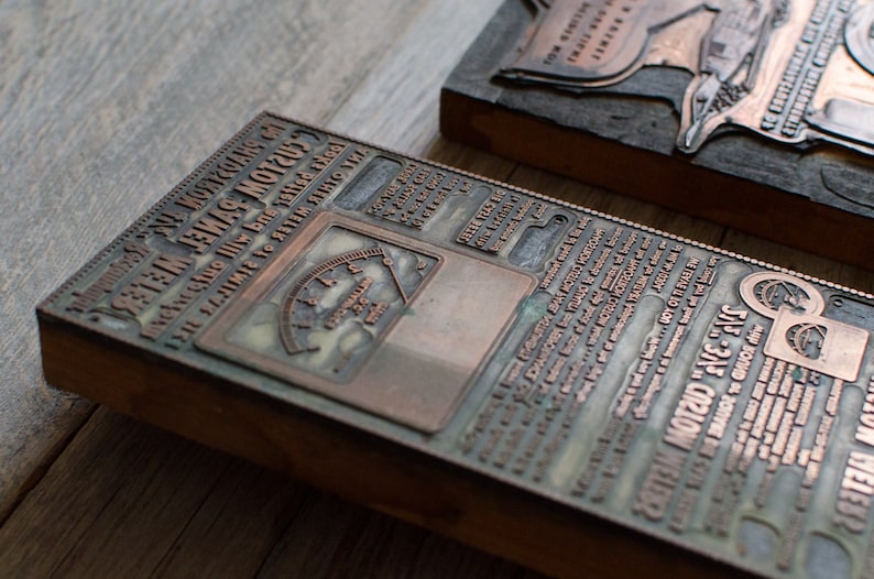 Vintage Set of 2 Letterpress Printing Blocks Metal Engraving Etsy