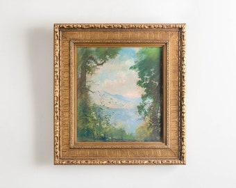 Antique Listed Artist Will Henry Stevens Signed Landscape Artwork Chalk Pastel Drawing Gilded Wooden Frame -  1881-1949