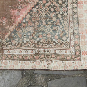Antike 5'8 x 11'7.5 Wolle Figural Distressed Lachsfarbe Flor Handgeknüpfter Teppich KOSTENLOSER INLANDSVERSAND Bild 7