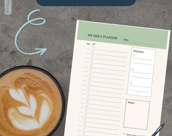 Minimalist Daily Planner Printable, To Do List PDF, Productivity Schedule (Instant Download)