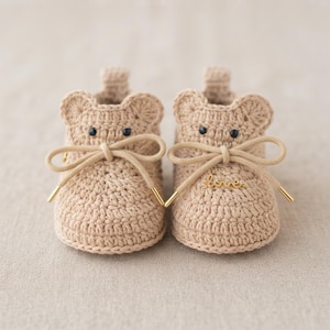 Modello PDF per scarpine da neonato a forma di orsetto all'uncinetto / Scarpine facili per neonati per principianti, scarpine amigurumi a forma di orsetto / Regalo per neonati facile e immediato da scaricare