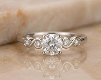 0.30 Carat Round Lab Grown Diamond Five Stone Ring, E-F VVS-VS Lab Diamond Wedding Ring, Delicate Daily Wear Ring For Women, Birthday Gift
