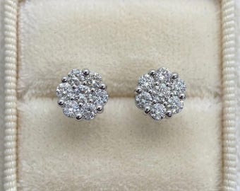 0.20 Carat Round Lab Grown Diamond Engagement Earrings, Floral Inspired Stud Earrings, 14k Gold Wedding Earrings For Women, Birthday Gift