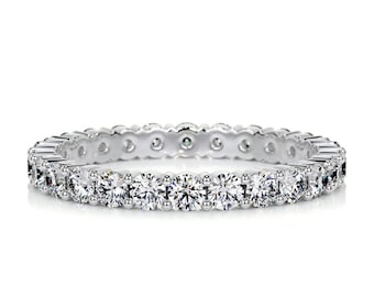 4.40 Carat Round Cut Lab Grown Diamond Eternity Band, E-F VVS-VS Diamond Stackable Band, 14k Gold Wedding Band, Daily Wear Band For Women