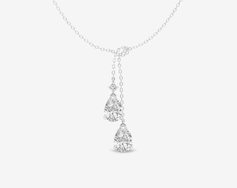 2.00 Carat Pear lab Grown Diamond Knot Pendant, IGI Certified E VVS2 Teardrop Necklace, 14k Gold Wedding Necklace, Anniversary Gift For Her