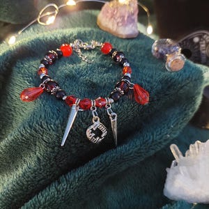 Cynthia Erivo Dracula inspired Bracelet | Silver Fang | Blood dripping Vampire Fantasy Bracelet