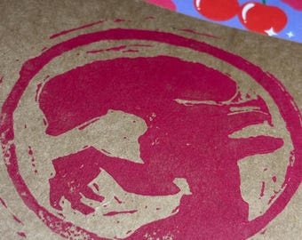 Stampa su linoleum di uno Xenomorfo alieno - Formato A6