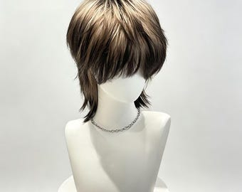 Unisex Wolf Cut Wig | Siamese Cat-Inspired Two-Tone Wolf Tail Hairstyle | Natural-Looking Heat-Resistant Synthetic Hair
