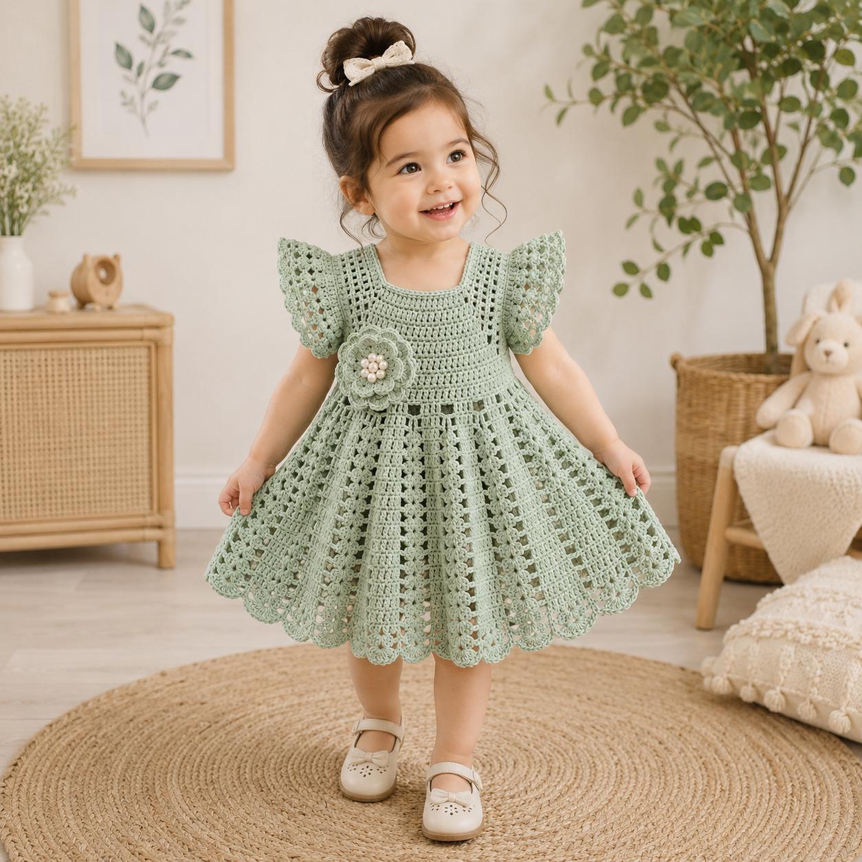 sage green baby dress Infant Size 0 6 Months