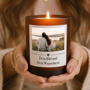 Duftkerze „Dein Text, dein Bild“ personalisierte Kerze im Glas, Fotokerze, Geschenk für Paare, Verlobungsgeschenk, Sojawachs Duftkerze, Foto
