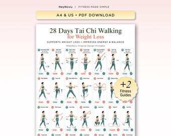 Sfida di 28 giorni di camminata Tai Chi per la perdita di peso (PDF, tabella stampabile)