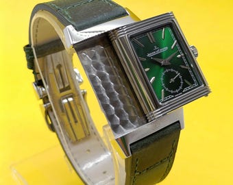Vintage Jaeger LeCaultre Reverso Green Sub Dial Quartz Men's Wrist Watch Free Shipping
