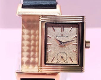 Vintage Jaeger LeCaultre Reverso Rose Gold Sub Dial Quartz Women's Wrist Watch Free Shipping