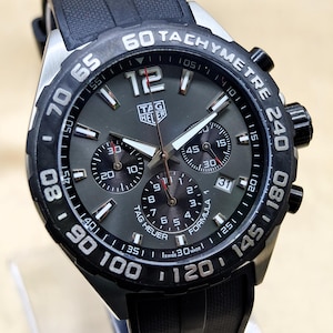 Vintage Tag Heuer Formula 1 Tachymeter Chronograph Gray Dial Quartz Men's Waist Watch Free Shipping