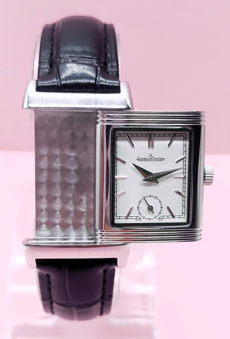 Orologio da polso vintage da donna Jaeger LeCaultre Reverso con quadrante bianco e movimento al quarzo, spedizione gratuita. immagine 1