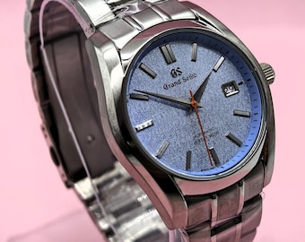 Reloj de pulsera Grand Seiko automático vintage con indicador de fecha y esfera azul, fabricado en Japón, para hombre. Envío gratis.