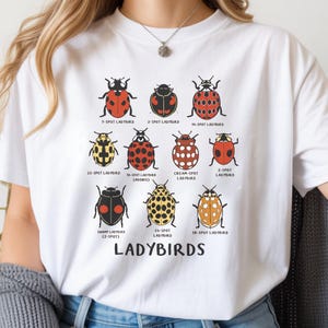 Nyckelpiga T-shirt, nyckelpiga arter T-shirt, entomologi T-shirt, insektälskare gåva, naturgrafik T-shirt, insektsamlare T-shirt