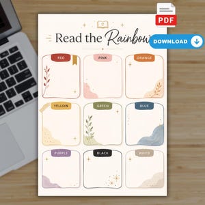 Reading Challenge Printable | Read the Rainbow Tracker | Reading Journal | Book Challenge | Reading Log | Book Planner | Book Lover Gift