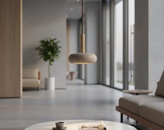 Lámpara colgante de mármol Wabi Sabi: Lámpara colgante LED circular amarilla estilo Japandi