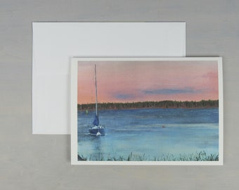 Sailboat Note Card from Original Artwork with Envelope