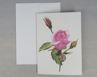 Rose Note Card from original artwork with Envelope