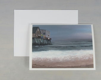 Old Orchard Beach Pier Note Card de l’œuvre d’art originale avec enveloppe