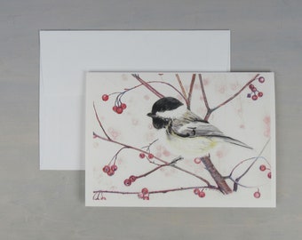 Chickadee Note Card from Original Artwork with Envelope