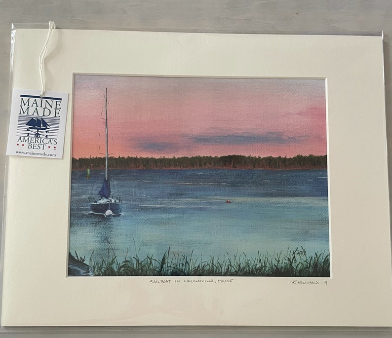 Giclee Print of Sailboat in Maine from original artwork image 3