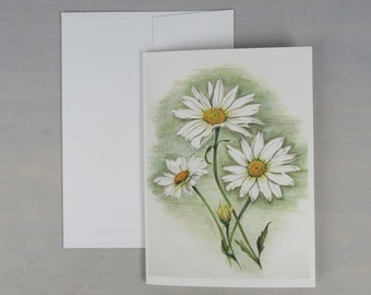 Carte de note Daisy à partir d’une illustration originale avec enveloppe