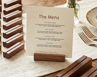 Oak Wood Place Card Holder Table Number Sign Stand Wedding Party Decor