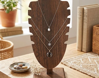 Adjustable Wooden Freestanding Necklace Easel Display Stand Jewelry Holder
