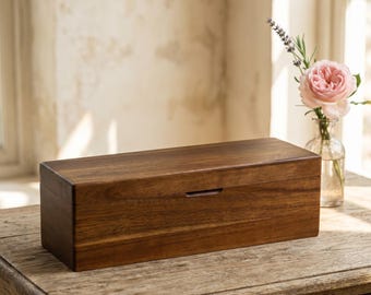 Acacia Wood Tea Bag Organizer Box, 4 Compartment Tea Packet Storage Caddy