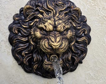 Cañón con forma de cabeza de león para piscina, emisor de fuente de pared, piedra escupidora de agua
