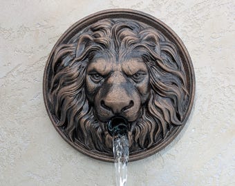 Juego de 3 artículos: Cabeza de león, boquilla de agua de 8'' para piscina, emisor de fuente de pared, fuente de agua.