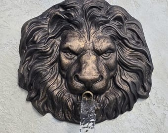 Cabeza de león, surtidor de agua de 30 cm para piscina, emisor de fuente de pared, chorro de agua, fuente exterior de bronce.