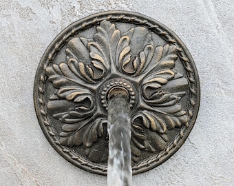 SET OF 2 ITEMS water spout rosette 6'' for pool design Wall fountain emitter Stone water feature