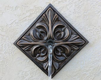 Fountain rosette 8'' for pool Water feature cast stone Water spout bronze finish