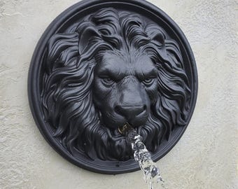 Cabeza de león, surtidor de agua de 33 cm para piscina, emisor de fuente de pared, chorro de agua, fuente exterior, piedra decorativa para agua.